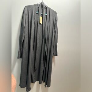 Long grey cardigan with belt